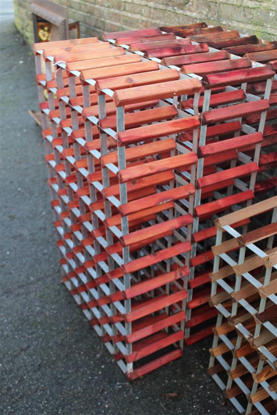 3 x wood & metal wine racks, capacity 60 bottles each(-)